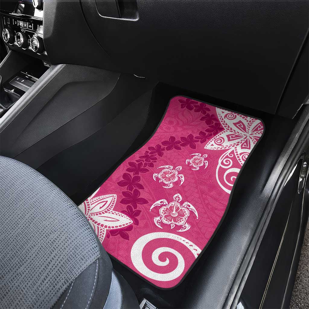 Polynesia Car Mats Pink Tribal Turtle Floral Pattern