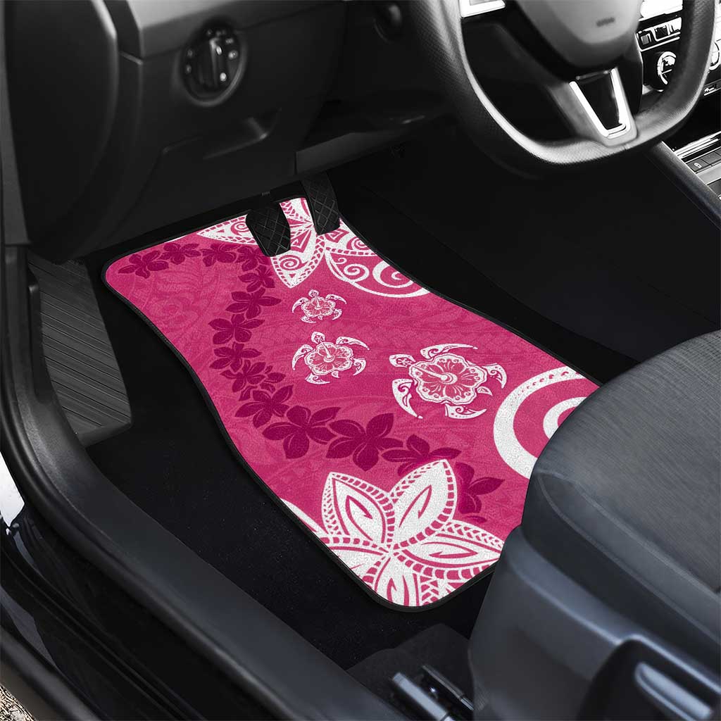 Polynesia Car Mats Pink Tribal Turtle Floral Pattern
