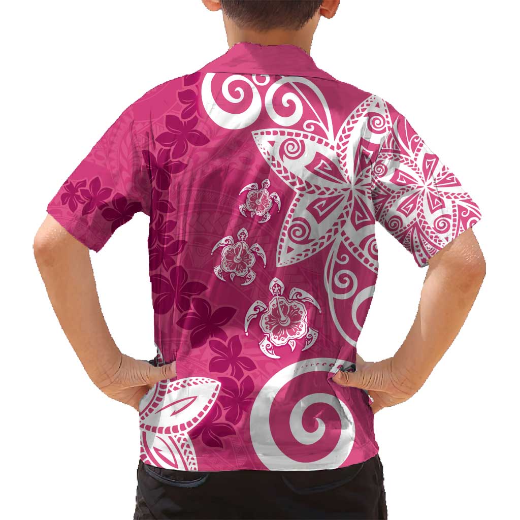 Polynesia Family Matching Tank Maxi Dress and Hawaiian Shirt Pink Tribal Turtle Floral Pattern