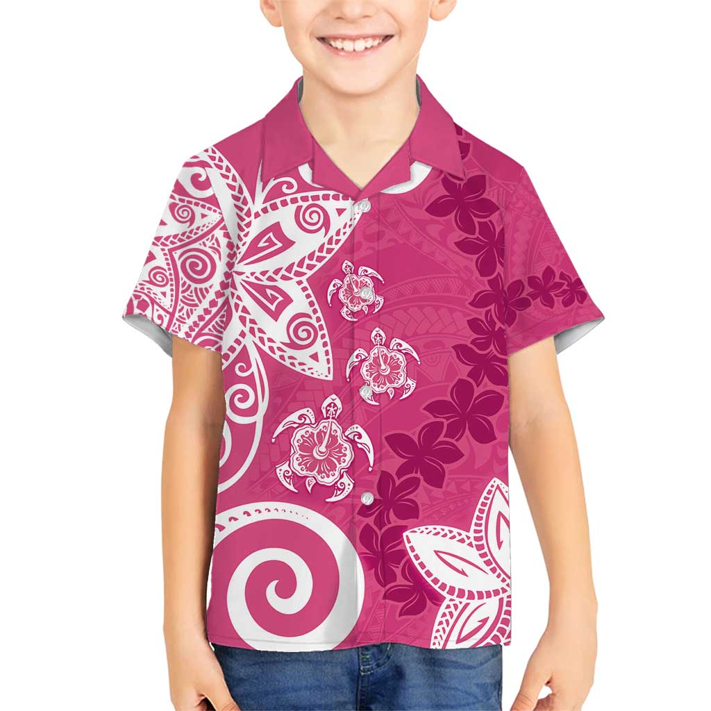 Polynesia Family Matching Tank Maxi Dress and Hawaiian Shirt Pink Tribal Turtle Floral Pattern