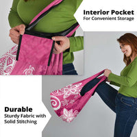 Polynesia Grocery Bag Pink Tribal Turtle Floral Pattern