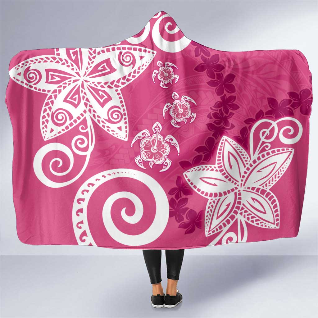 Polynesia Hooded Blanket Pink Tribal Turtle Floral Pattern LT05 One Size Pink - Polynesian Pride