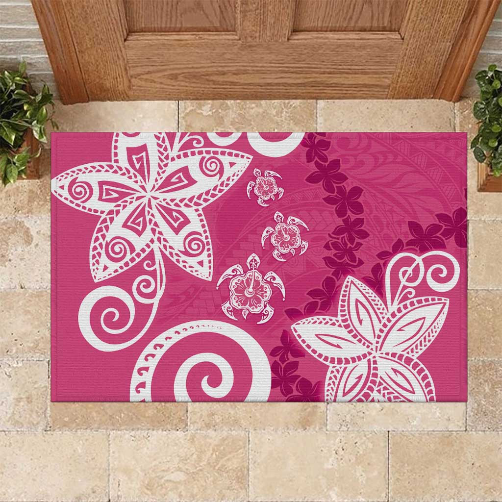 Polynesia Rubber Doormat Pink Tribal Turtle Floral Pattern LT05 Pink - Polynesian Pride