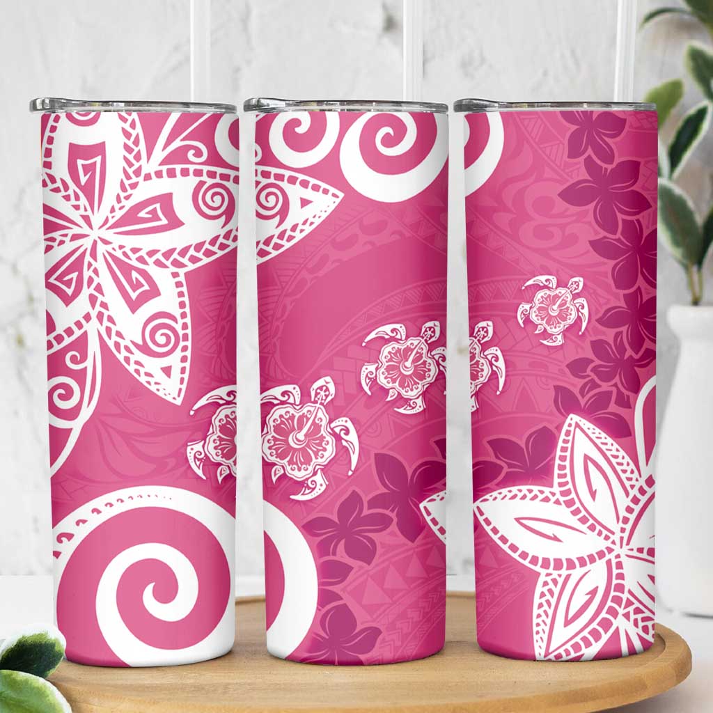 Polynesia Skinny Tumbler Pink Tribal Turtle Floral Pattern