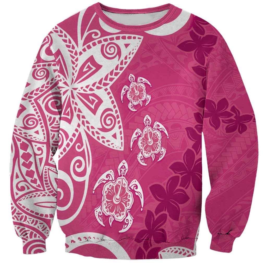 Polynesia Sweatshirt Pink Tribal Turtle Floral Pattern LT05 Unisex Pink - Polynesian Pride