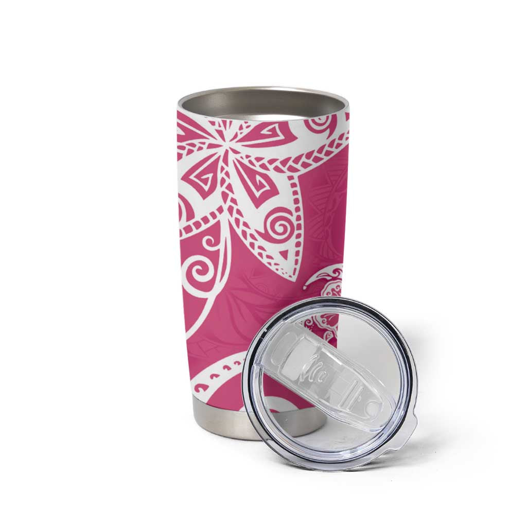 Polynesia Tumbler Cup Pink Tribal Turtle Floral Pattern