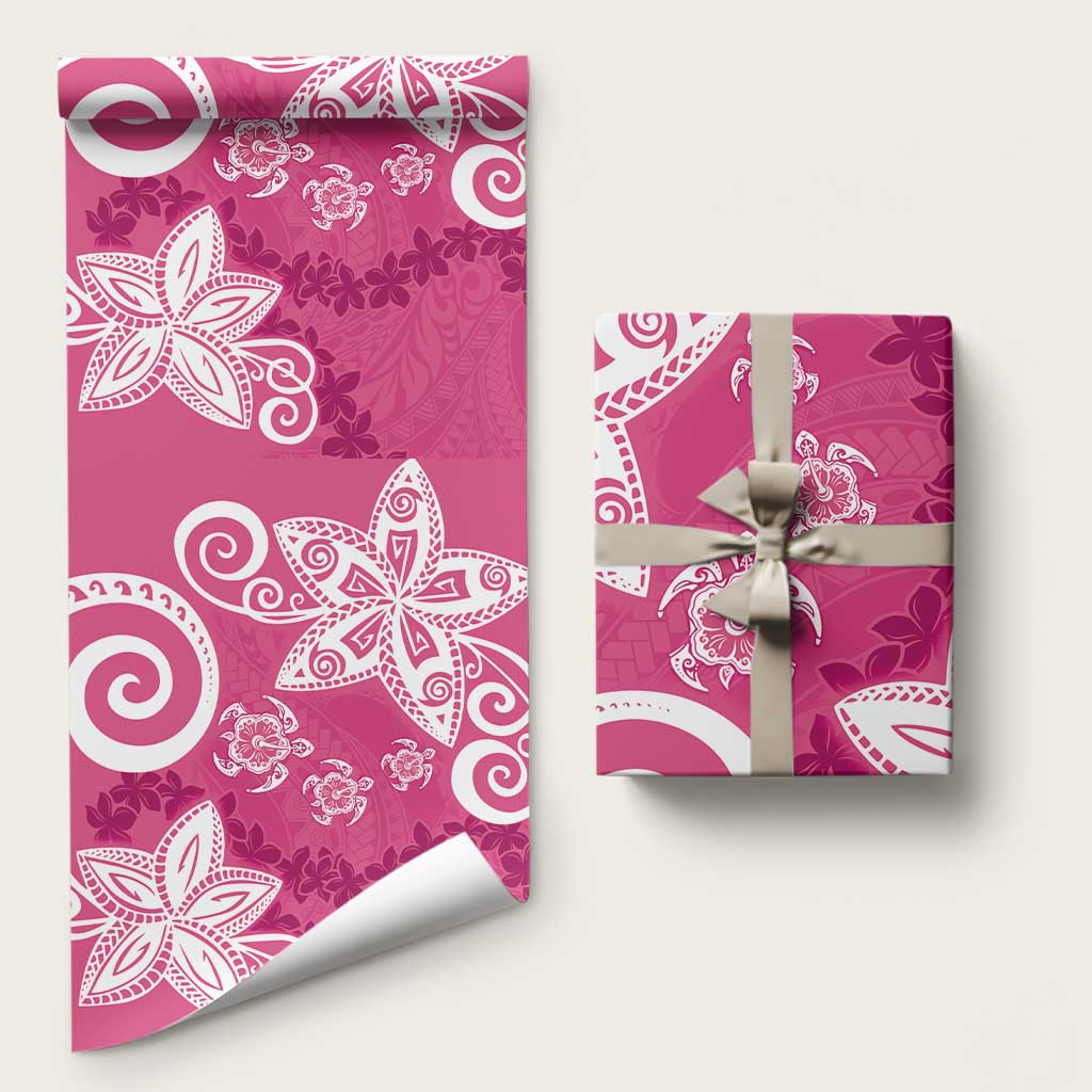Polynesia Wrapping Paper Pink Tribal Turtle Floral Pattern - Polynesian Pride