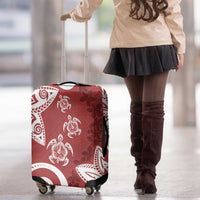 Polynesia Luggage Cover Red Tribal Turtle Floral Pattern