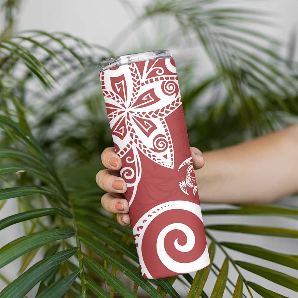 Polynesia Skinny Tumbler Red Tribal Turtle Floral Pattern
