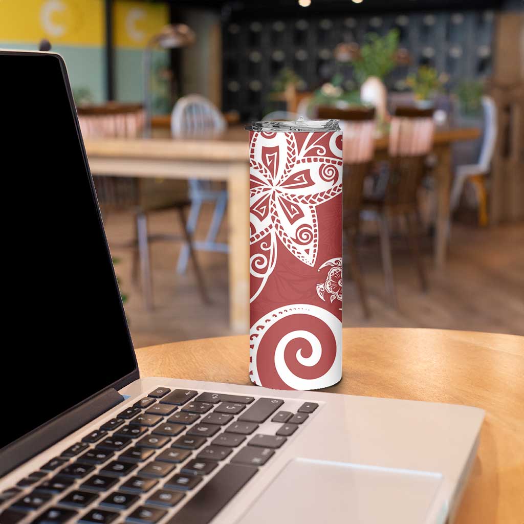 Polynesia Skinny Tumbler Red Tribal Turtle Floral Pattern