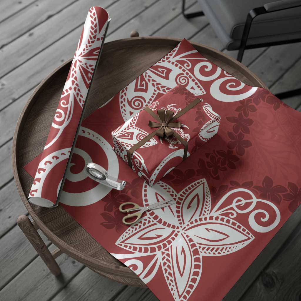 Polynesia Wrapping Paper Red Tribal Turtle Floral Pattern - Polynesian Pride