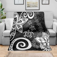 Polynesia Blanket Black Tribal Turtle Floral Pattern
