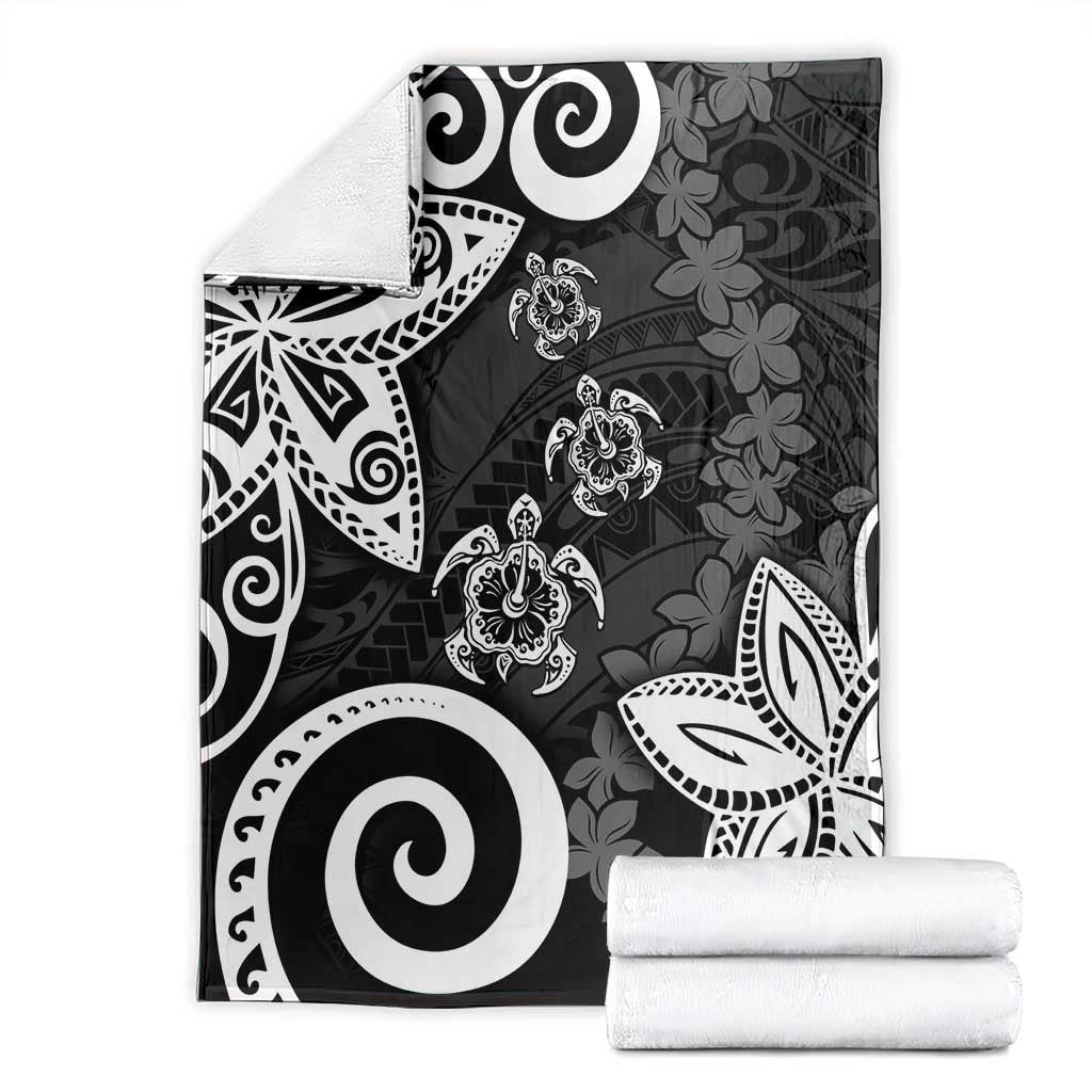 Polynesia Blanket Black Tribal Turtle Floral Pattern