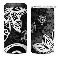 Polynesia 4 in 1 Can Cooler Tumbler Black Tribal Turtle Floral Pattern
