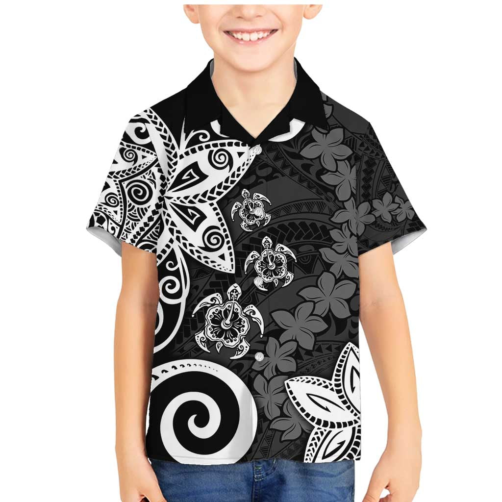 Polynesia Family Matching Mermaid Dress and Hawaiian Shirt Black Tribal Turtle Floral Pattern