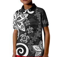 Polynesia Kid Polo Shirt Black Tribal Turtle Floral Pattern LT05 Kid Black - Polynesian Pride