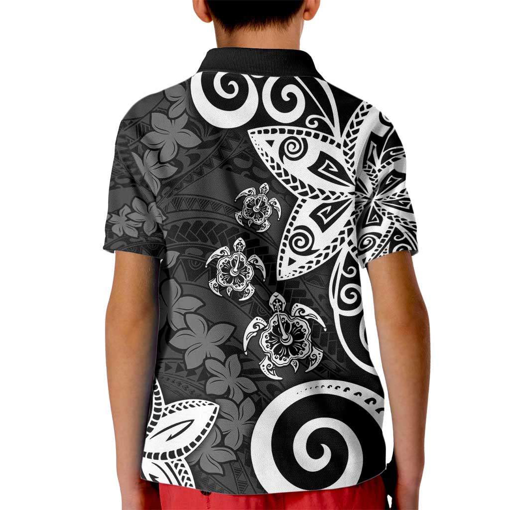 Polynesia Kid Polo Shirt Black Tribal Turtle Floral Pattern LT05 - Polynesian Pride