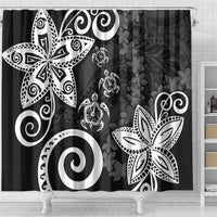 Polynesia Shower Curtain Black Tribal Turtle Floral Pattern