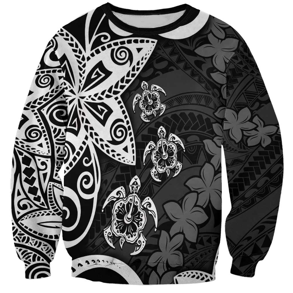 Polynesia Sweatshirt Black Tribal Turtle Floral Pattern LT05 Unisex Black - Polynesian Pride