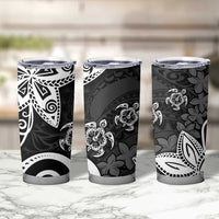 Polynesia Tumbler Cup Black Tribal Turtle Floral Pattern