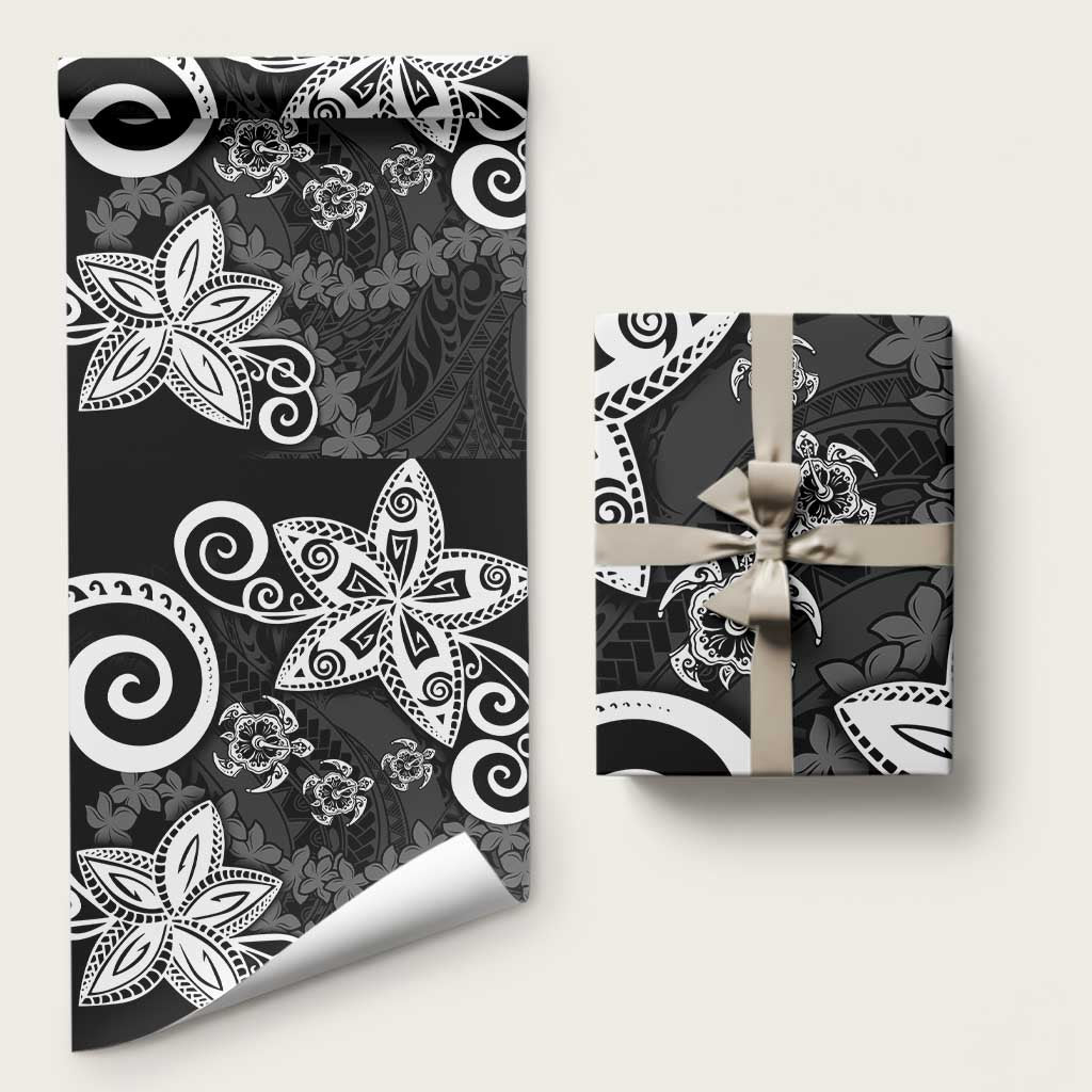 Polynesia Wrapping Paper Black Tribal Turtle Floral Pattern - Polynesian Pride