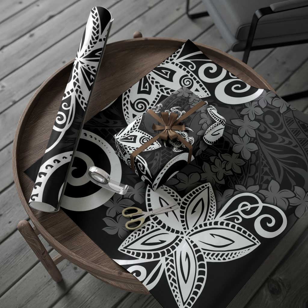 Polynesia Wrapping Paper Black Tribal Turtle Floral Pattern - Polynesian Pride