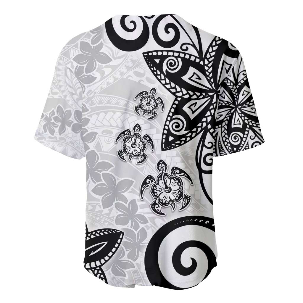 Polynesia Baseball Jersey White Tribal Turtle Floral Pattern LT05 - Polynesian Pride