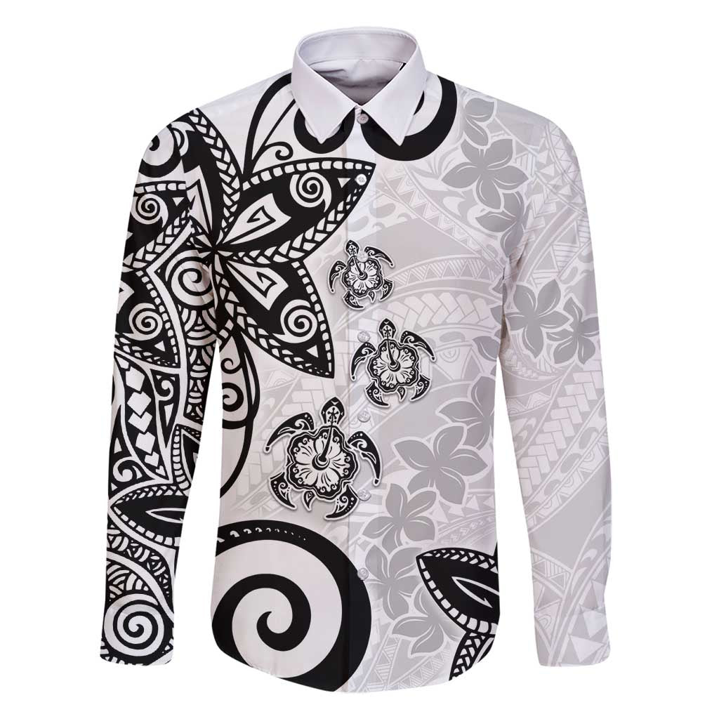 Polynesia Family Matching Mermaid Dress and Hawaiian Shirt White Tribal Turtle Floral Pattern