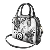 Polynesia Shoulder Handbag White Tribal Turtle Floral Pattern