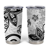 Polynesia Tumbler Cup White Tribal Turtle Floral Pattern