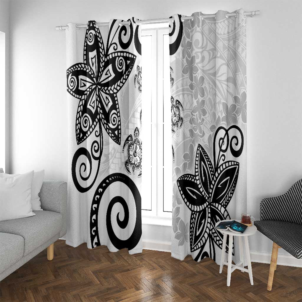 Polynesia Window Curtain White Tribal Turtle Floral Pattern
