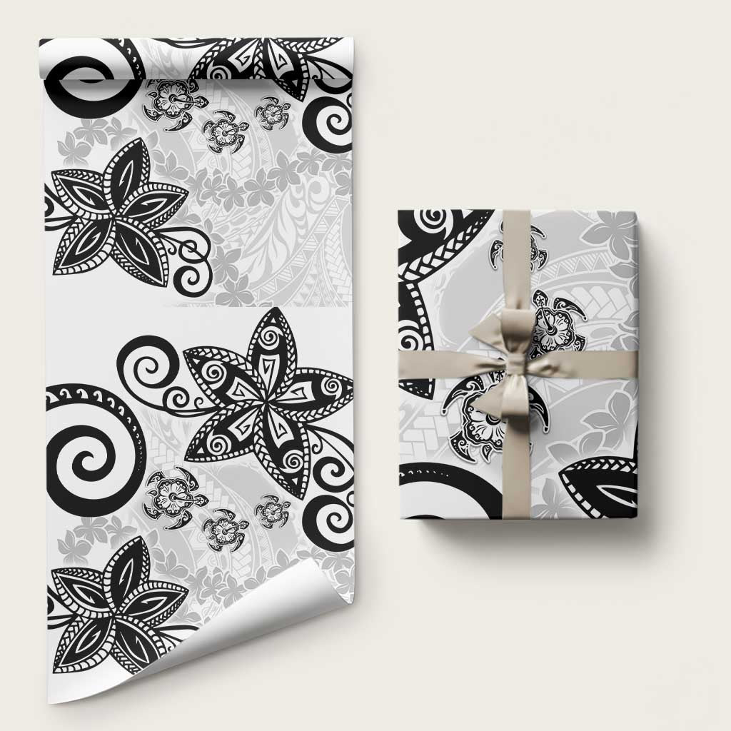 Polynesia Wrapping Paper White Tribal Turtle Floral Pattern - Polynesian Pride