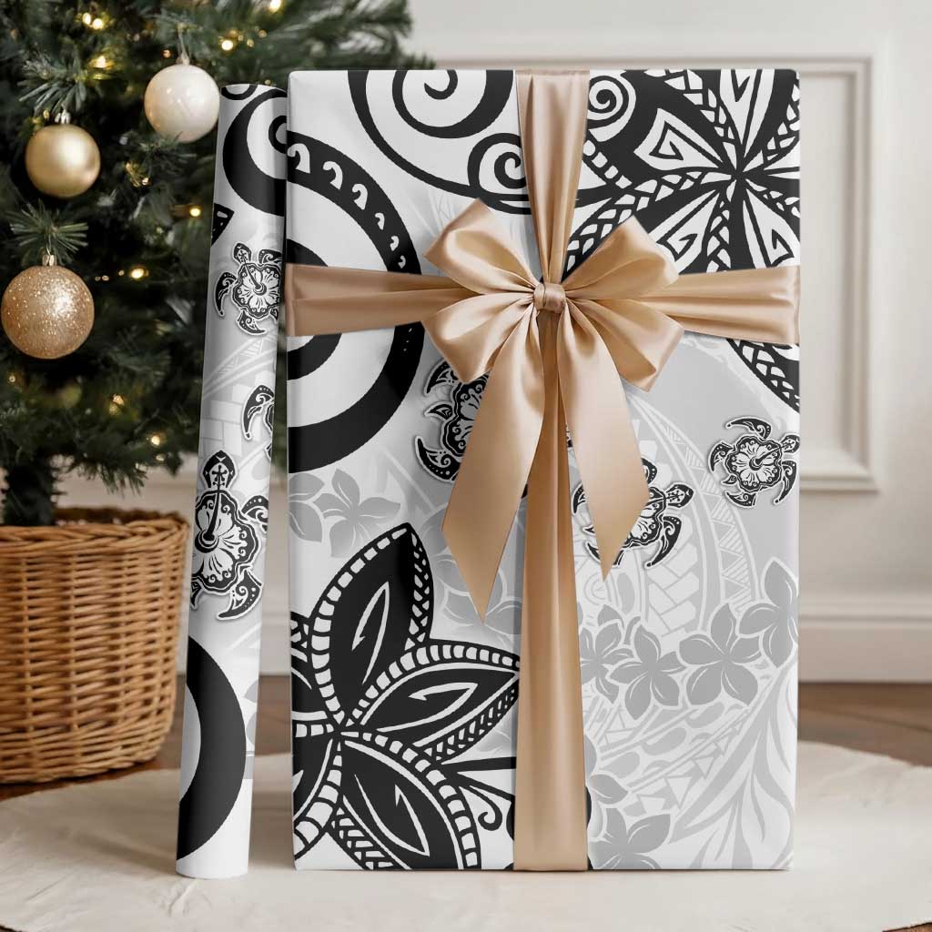 Polynesia Wrapping Paper White Tribal Turtle Floral Pattern - Polynesian Pride