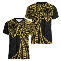 Hawaii And Philippines Women V-Neck T-Shirt Kanaka Maoli With Tribal Sun Together Gold