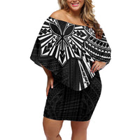 Hawaii And Philippines Family Matching Off Shoulder Short Dress and Hawaiian Shirt Kanaka Maoli With Tribal Sun Together Black