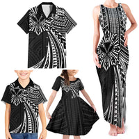Hawaii And Philippines Family Matching Tank Maxi Dress and Hawaiian Shirt Kanaka Maoli With Tribal Sun Together Black