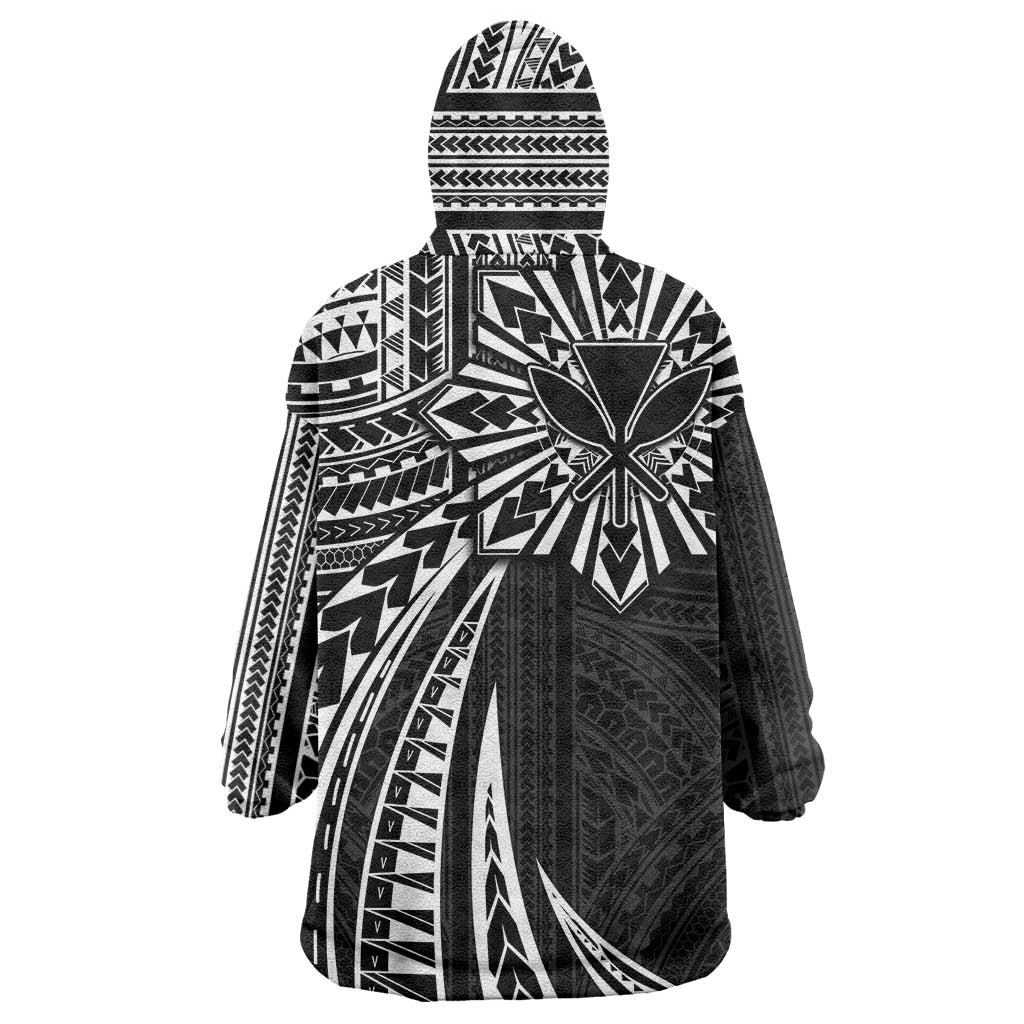Hawaii And Philippines Wearable Blanket Hoodie Kanaka Maoli With Tribal Sun Together Black