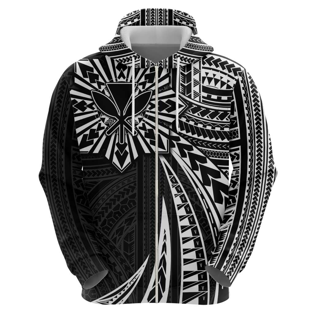Hawaii And Philippines Zip Hoodie Kanaka Maoli With Tribal Sun Together Black