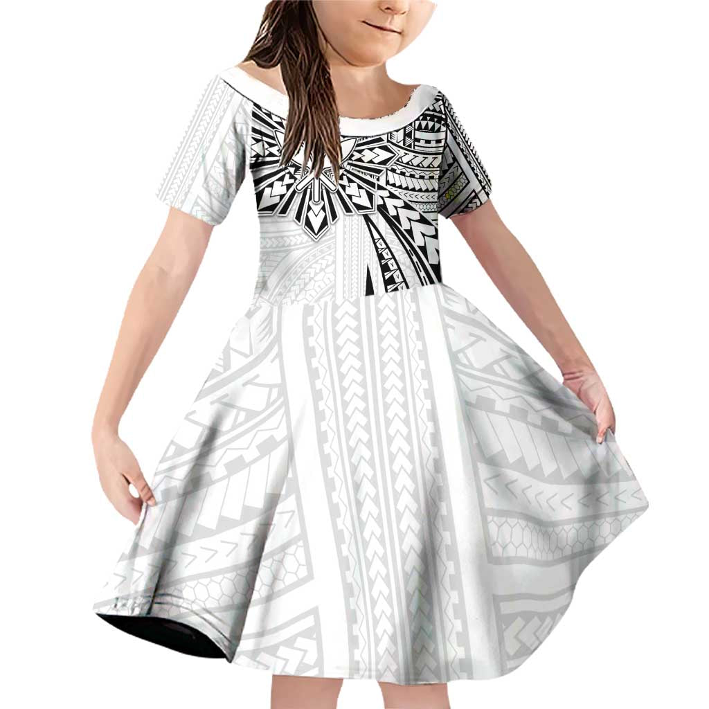 Hawaii And Philippines Family Matching Off Shoulder Short Dress and Hawaiian Shirt Kanaka Maoli With Tribal Sun Together White