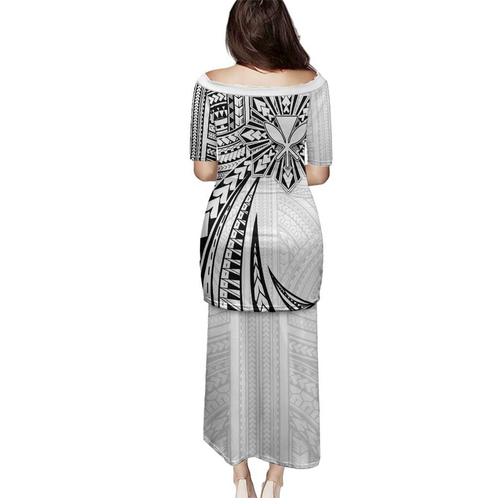 Hawaii And Philippines Family Matching Puletasi and Hawaiian Shirt Kanaka Maoli With Tribal Sun Together White