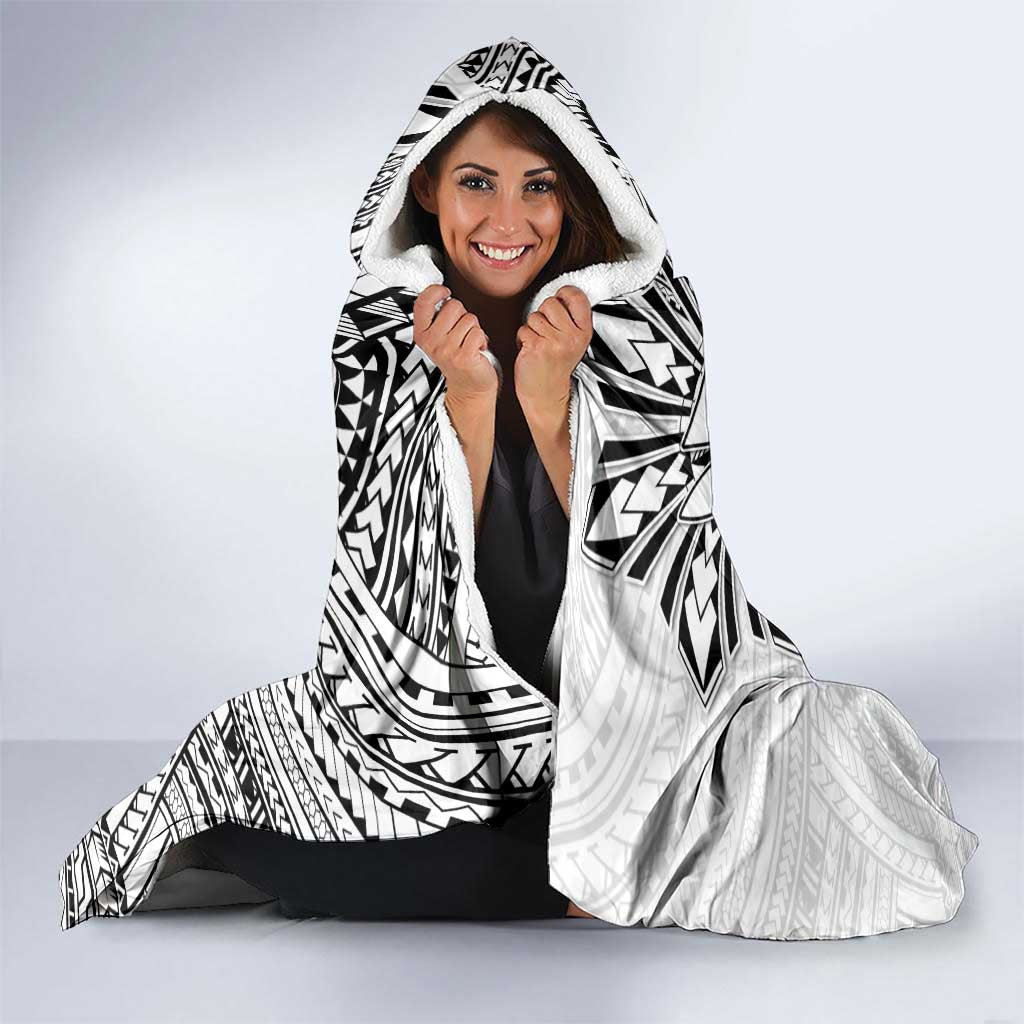 Hawaii And Philippines Hooded Blanket Kanaka Maoli With Tribal Sun Together White