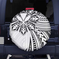 Hawaii And Philippines Spare Tire Cover Kanaka Maoli With Tribal Sun Together White