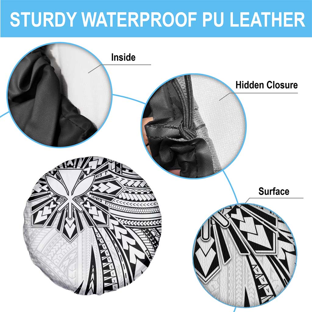 Hawaii And Philippines Spare Tire Cover Kanaka Maoli With Tribal Sun Together White