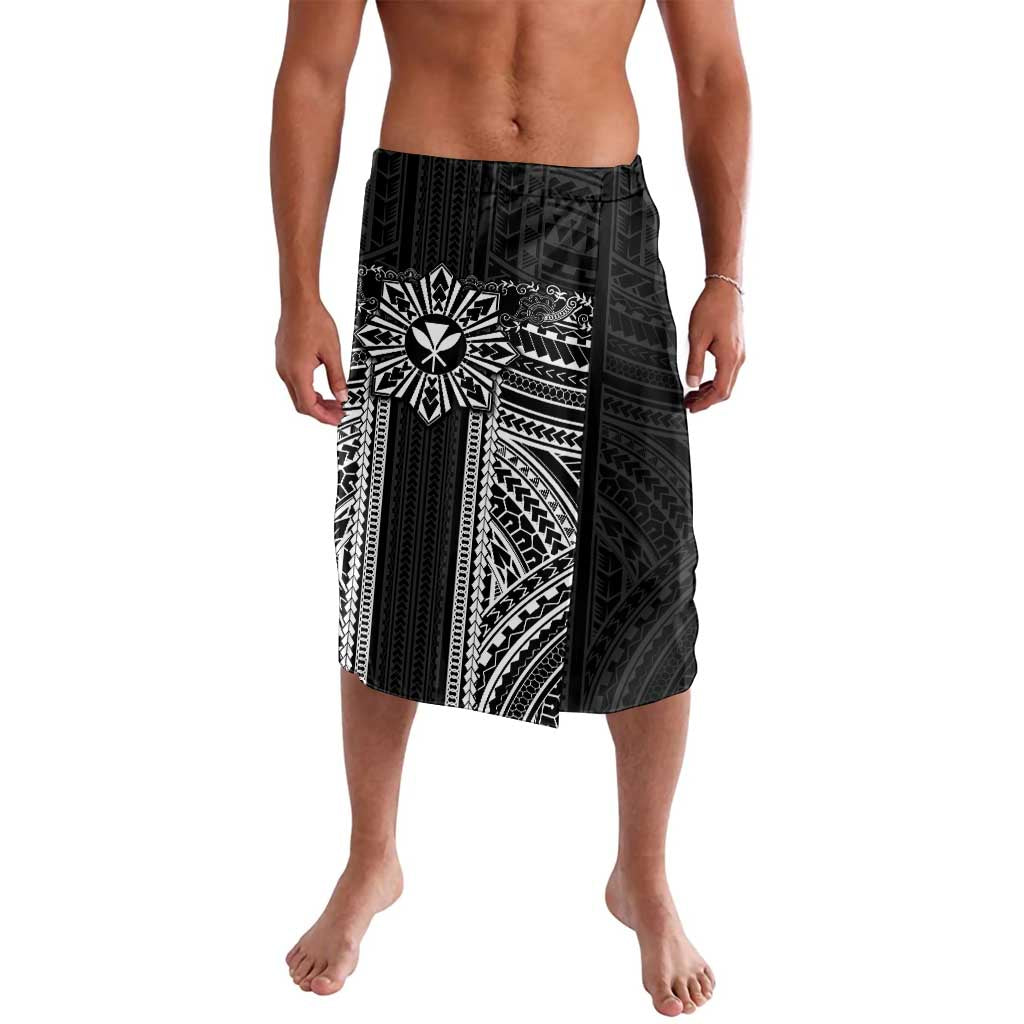 Hawaii And Philippines Together Lavalava Polynesian Pattern With Filipino Barong Black LT05 Black - Polynesian Pride