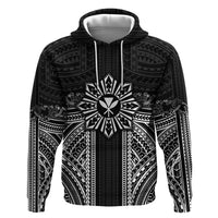 Hawaii And Philippines Together Zip Hoodie Polynesian Pattern With Filipino Barong Black