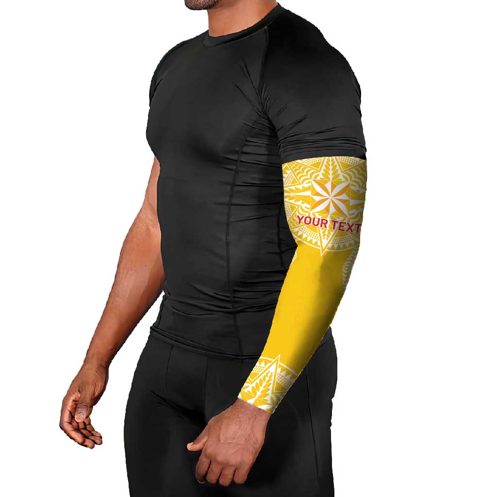 Personalised Anastasis College Arm Sleeves Tonga Ngatu Pattern - Polynesian Pride
