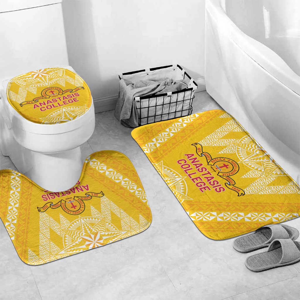 Anastasis College Bathroom Set Tonga Ngatu Pattern LT05 Mat Set Only (3 pcs) One Size Yellow - Polynesian Pride