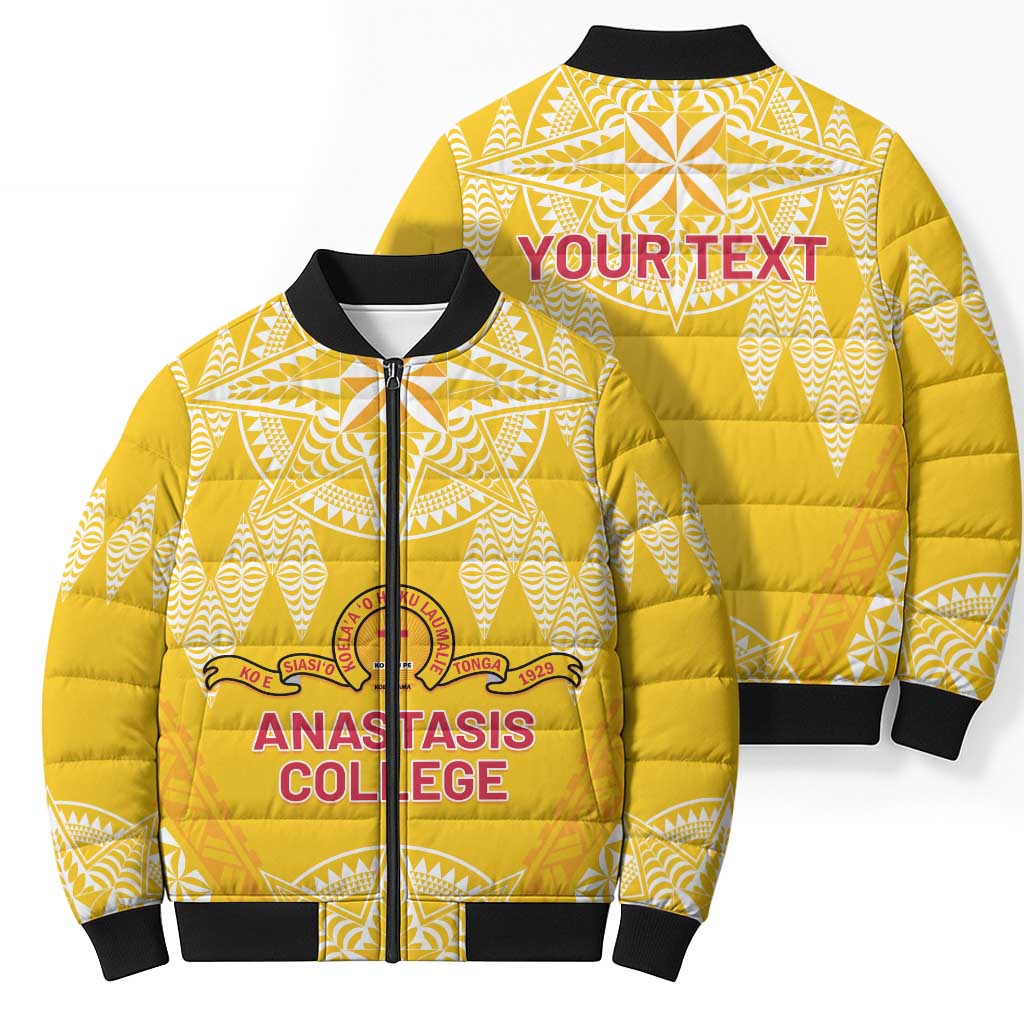 Personalised Anastasis College Bomber Puffer Jacket Tonga Ngatu Pattern LT05 - Polynesian Pride