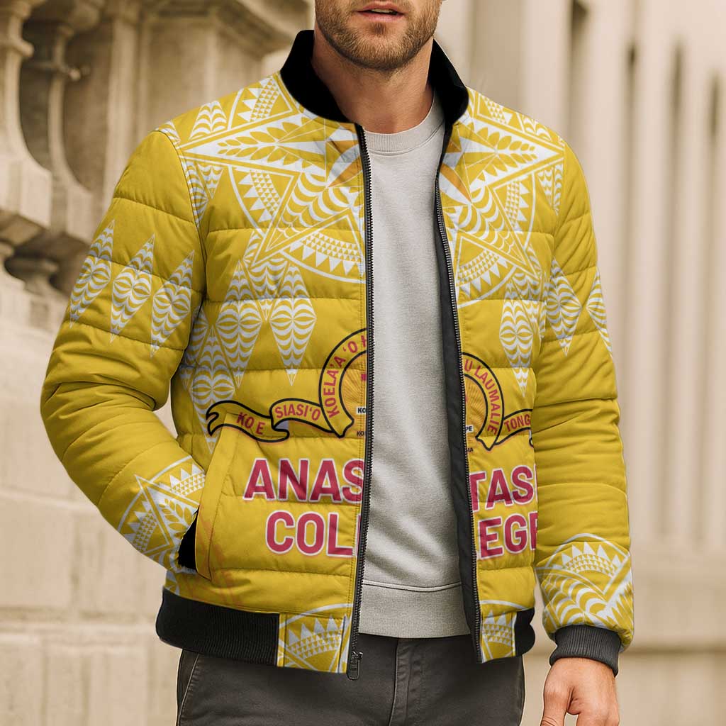 Personalised Anastasis College Bomber Puffer Jacket Tonga Ngatu Pattern LT05 - Polynesian Pride