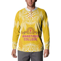 Personalised Anastasis College Button Sweatshirt Tonga Ngatu Pattern LT05 - Polynesian Pride
